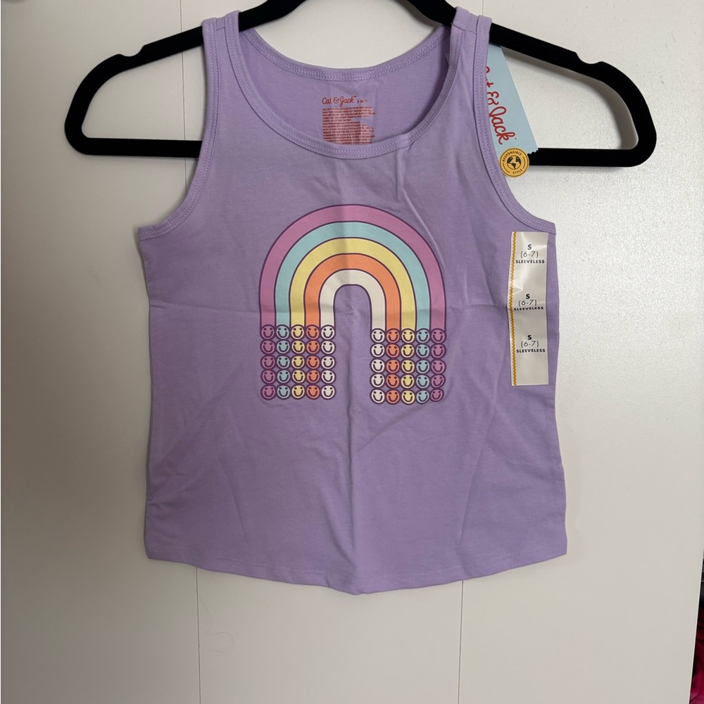 Cat & Jack Lavender Rainbow Smiley Tank Top